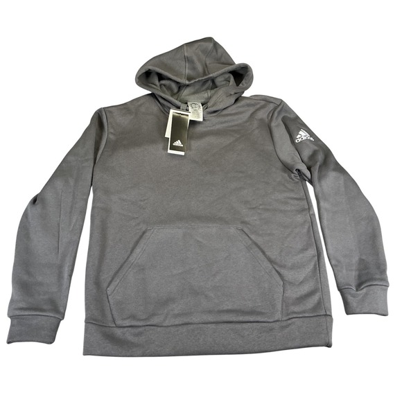 adidas Tops - Adidas‎ Fleece Hoodie Womens Small Gray Pullover Pocket Logo Athletic Casual
